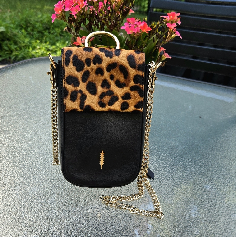 Thacker Leopard Print Black Crossbody Bag